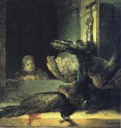 REMBRANDT Harmenszoon van Rijn Girl with Dead Peacocks painting